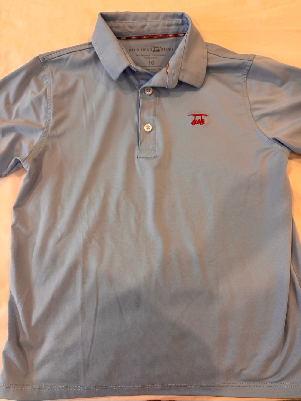 Bald Head Blues Boys' Light Blue Polo with Red Logo